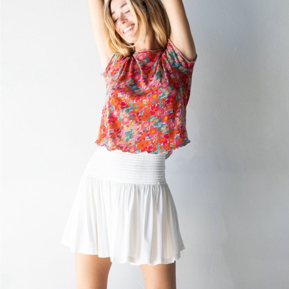 NATURAL LIFE silky white tennis skort w/ smocked waist- NEW - Picture 2 of 12